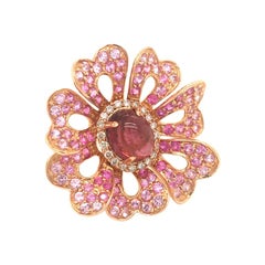 3.24 Carat of Graduated Color Pink Sapphire Diamonds  and Pink Tourmaline Ring