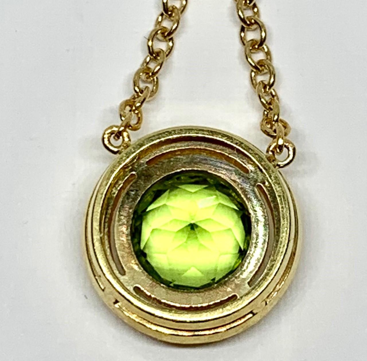 3.24 Carat Peridot Drop Necklace in Hand Engraved Yellow Gold  2
