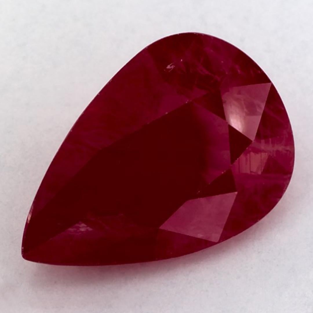 Pear Cut 3.24 Ct Ruby Pear Loose Gemstone