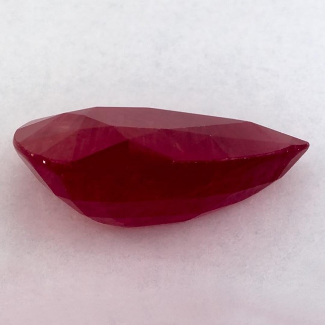 3.24 Ct Ruby Pear Loose Gemstone In New Condition In Fort Lee, NJ