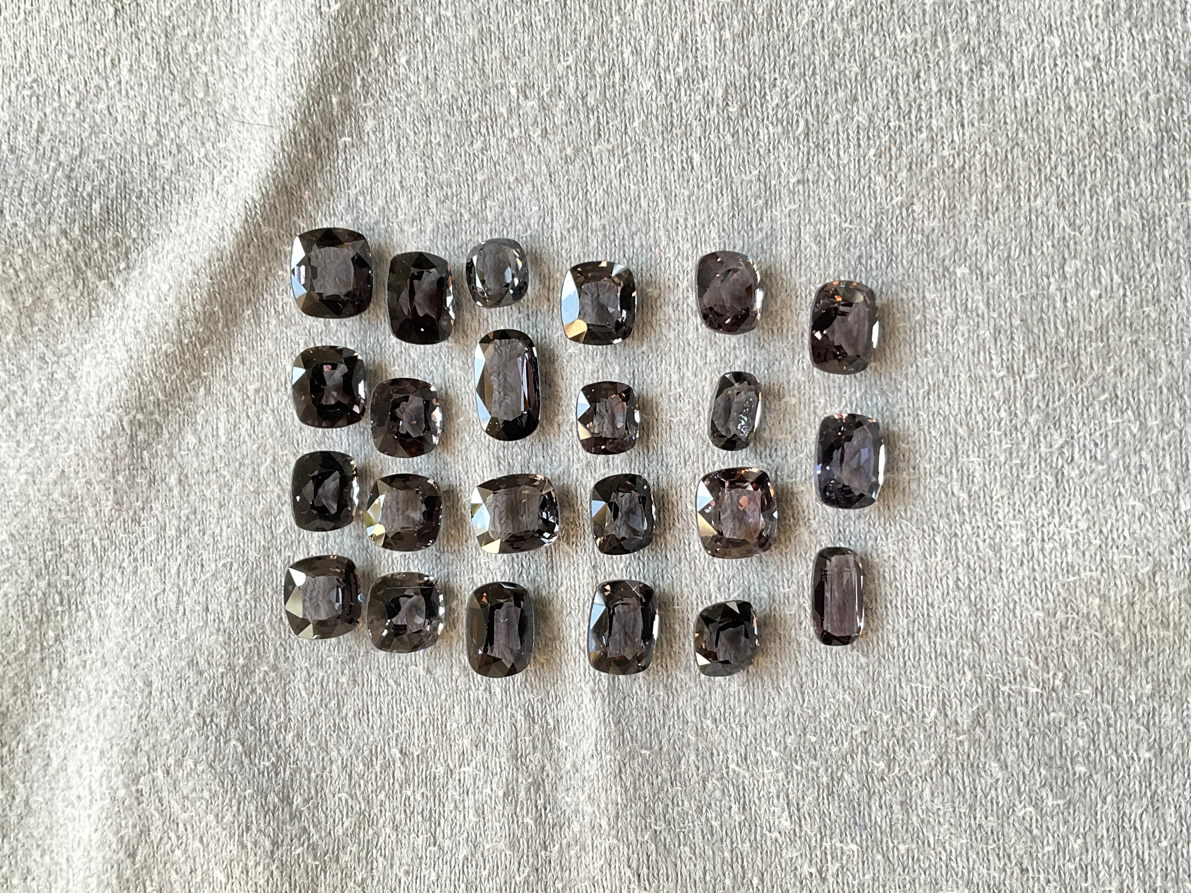 32,44 Quilates Espinela Gris de Birmania Piedra talla cojín Para Joyería Piedras Preciosas Naturales Art Decó en venta