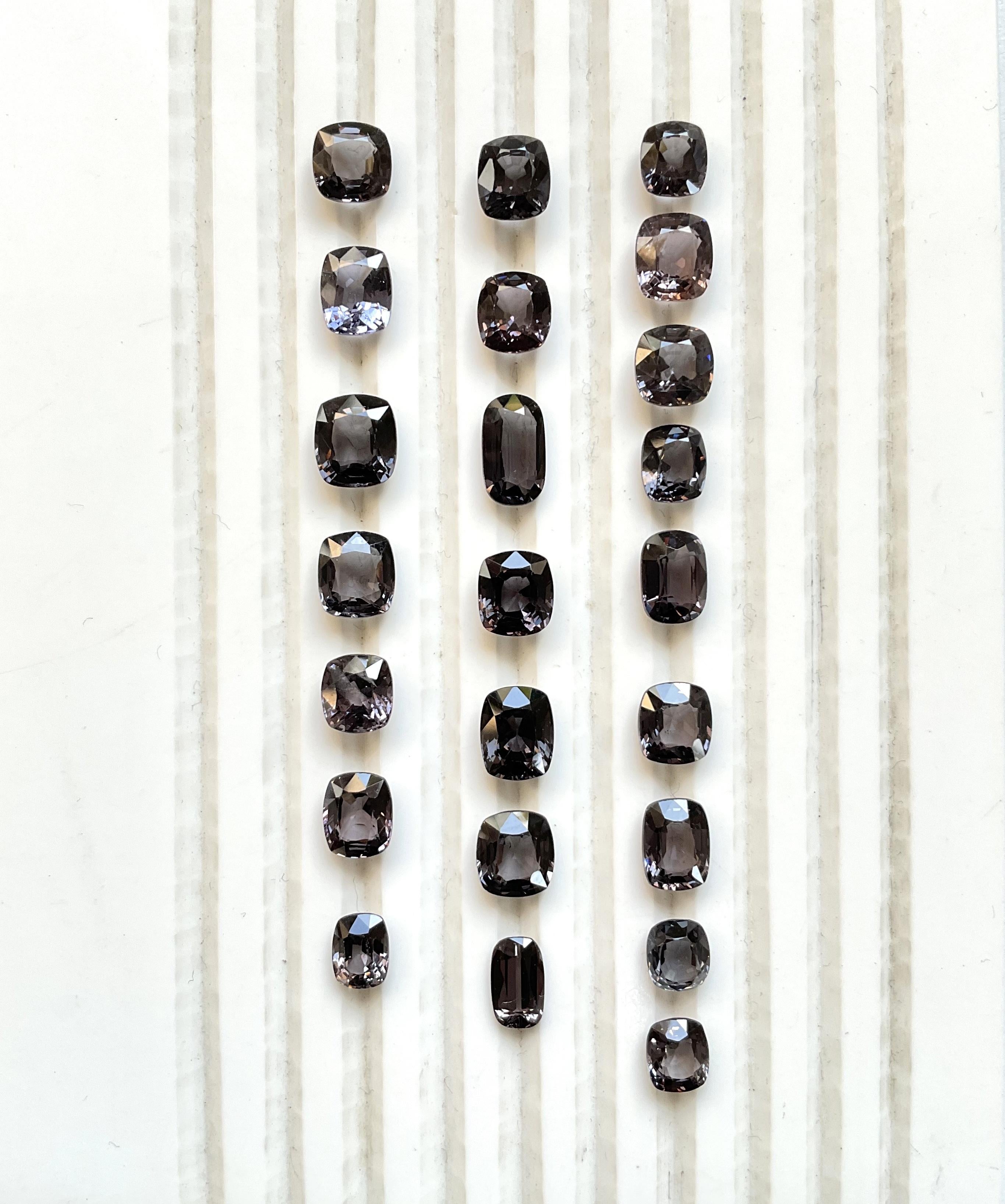 32,44 Quilates Espinela Gris de Birmania Piedra talla cojín Para Joyería Piedras Preciosas Naturales Primer corte en venta
