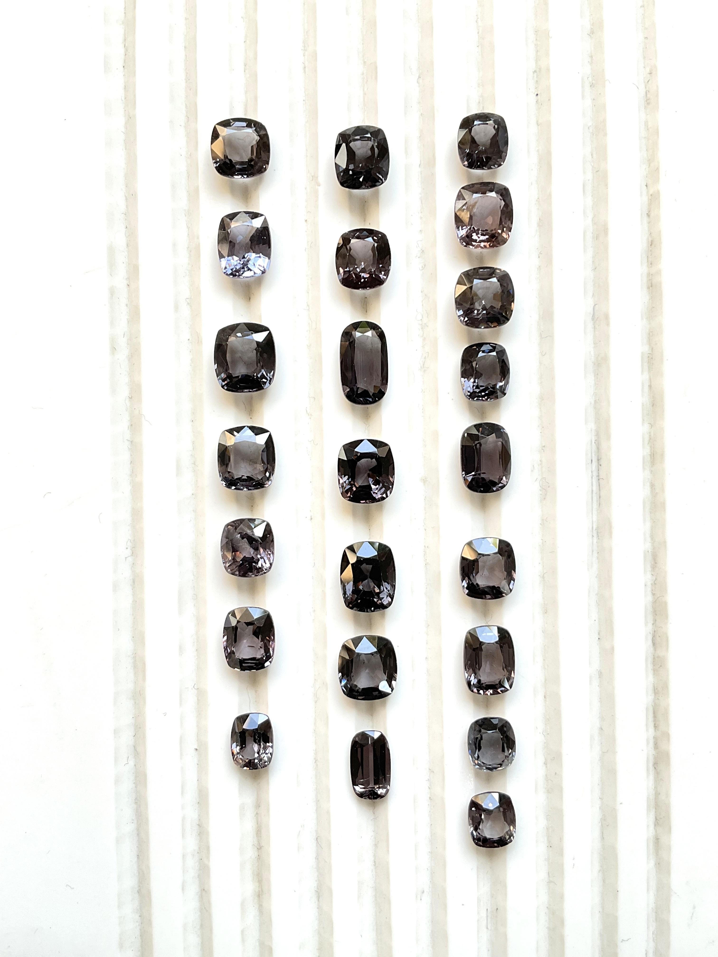 Femenino o masculino 32,44 Quilates Espinela Gris de Birmania Piedra talla cojín Para Joyería Piedras Preciosas Naturales en venta