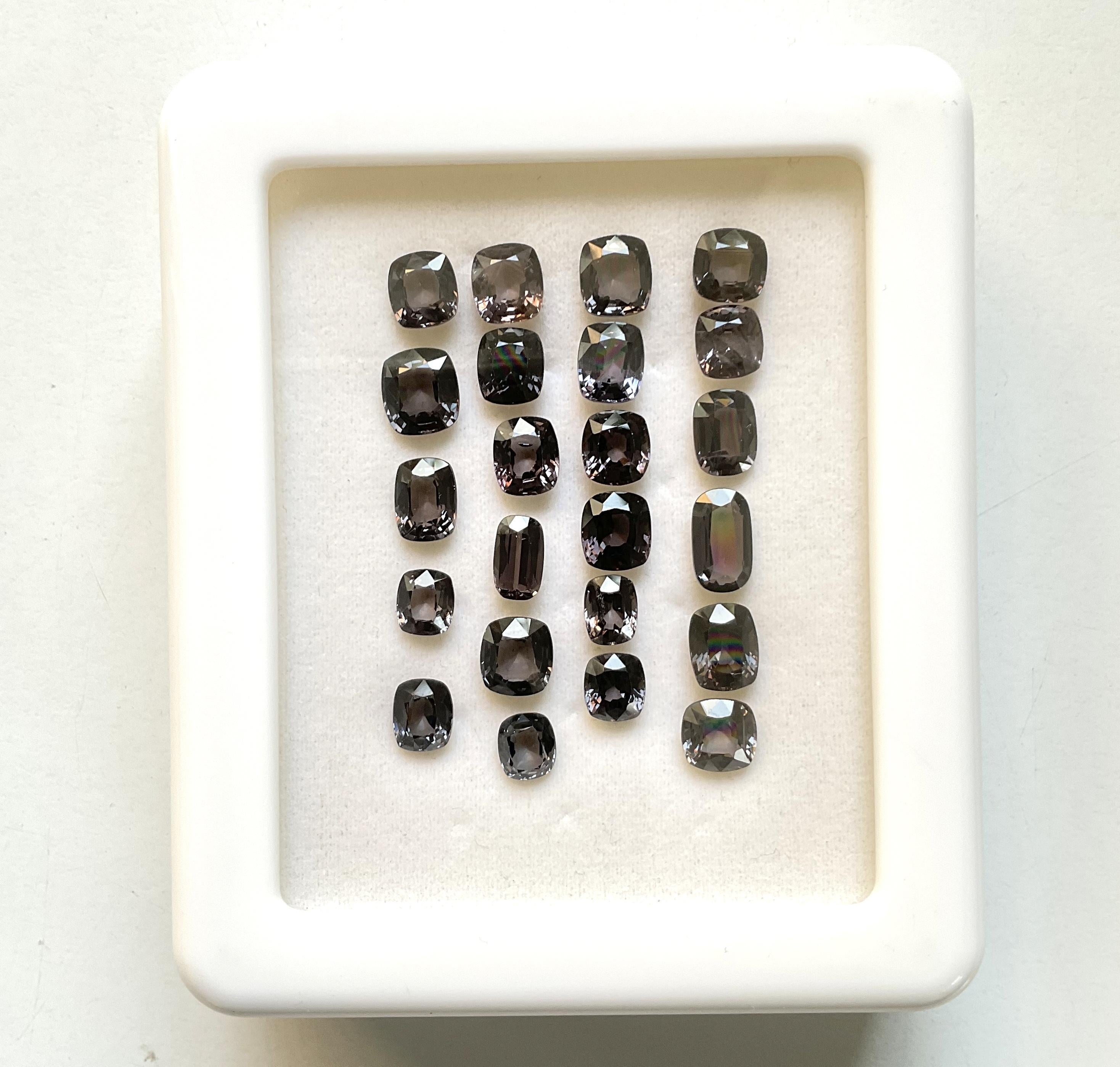 32,44 Quilates Espinela Gris de Birmania Piedra talla cojín Para Joyería Piedras Preciosas Naturales en venta 1