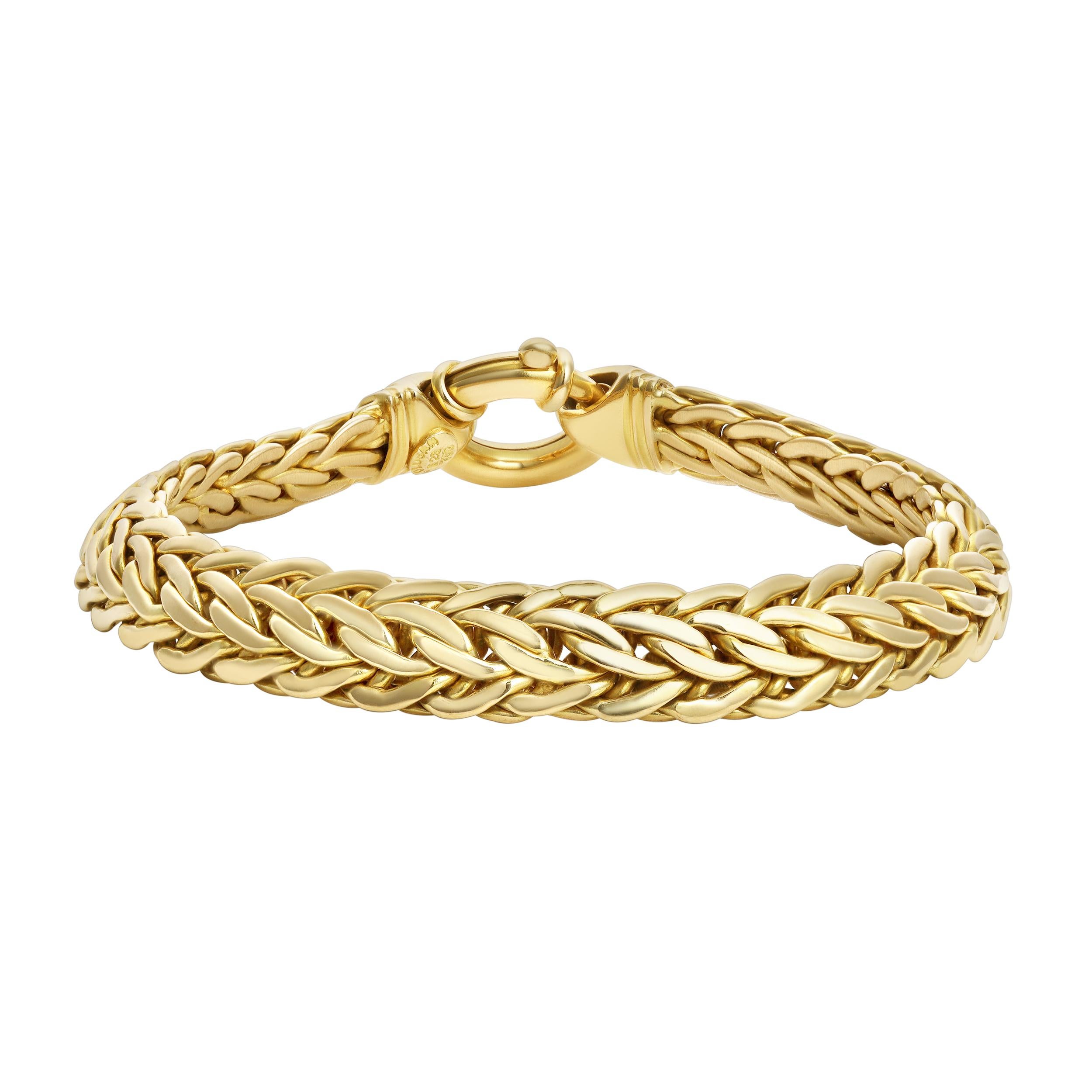 Contemporain 32.46 Grammes Bracelet en chaîne de blé en or jaune 18K en vente