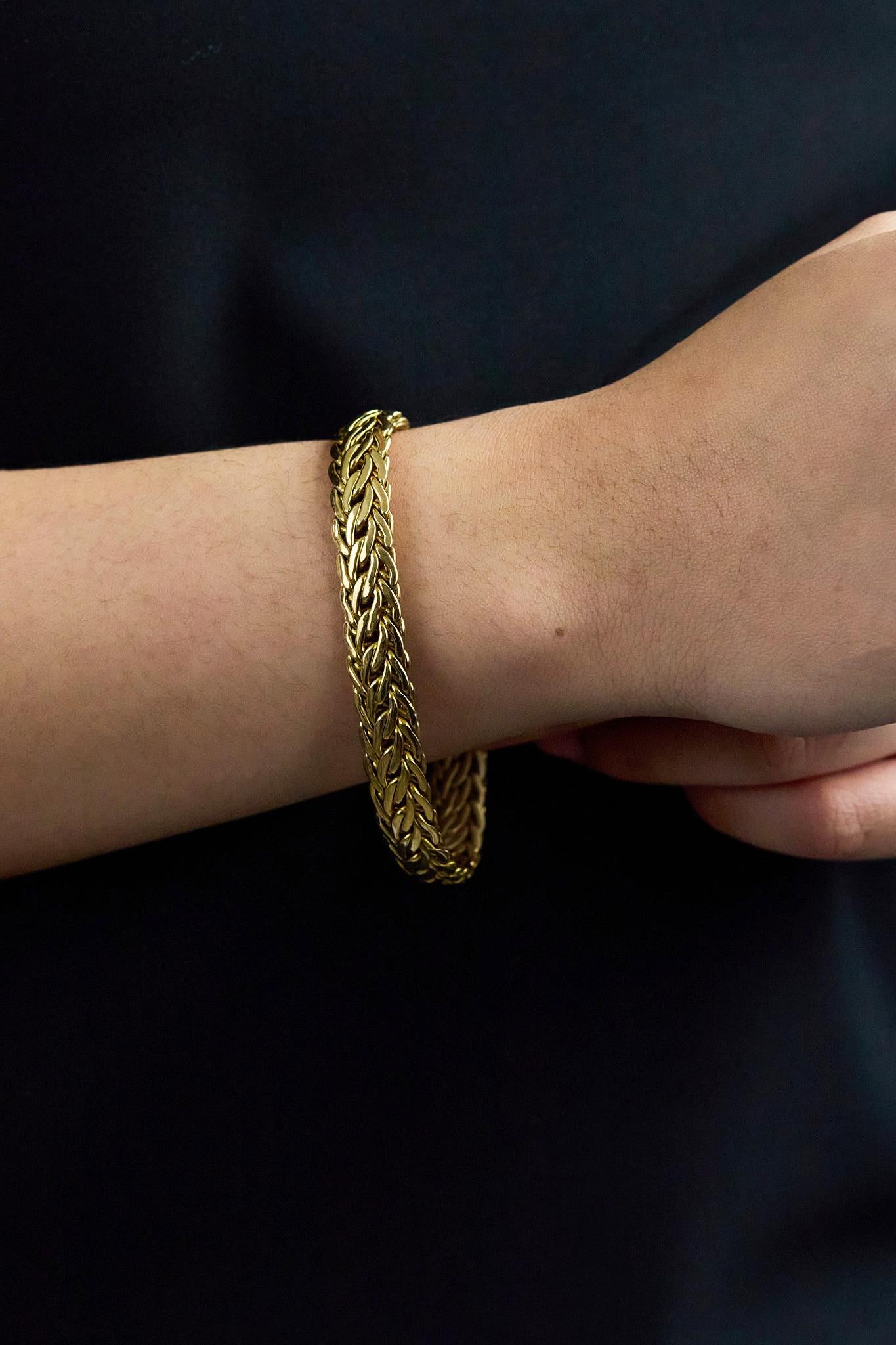 32.46 Grammes Bracelet en chaîne de blé en or jaune 18K en vente 1