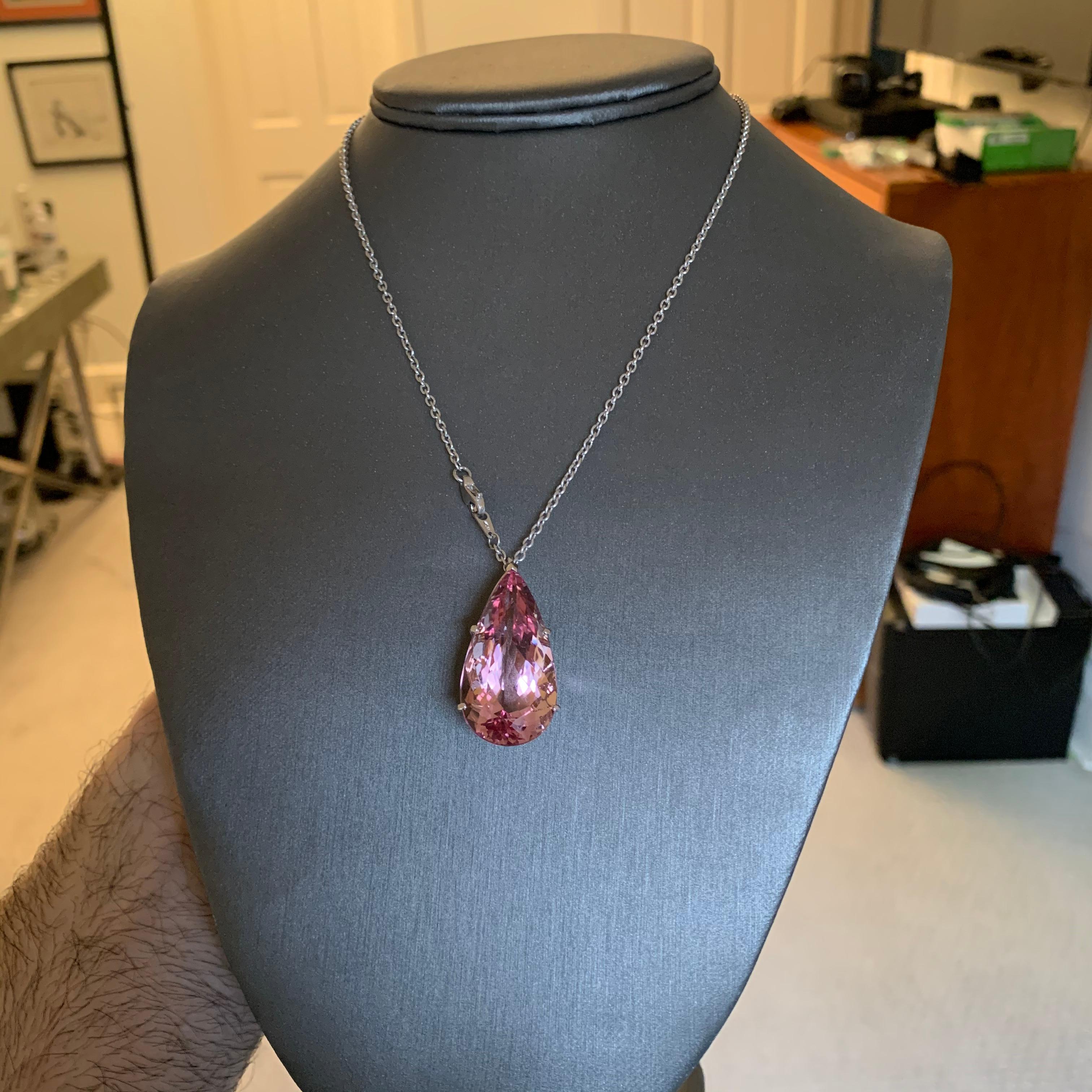 32.47 Carat Pink Morganite Pear Loose Gemstone For Sale 1