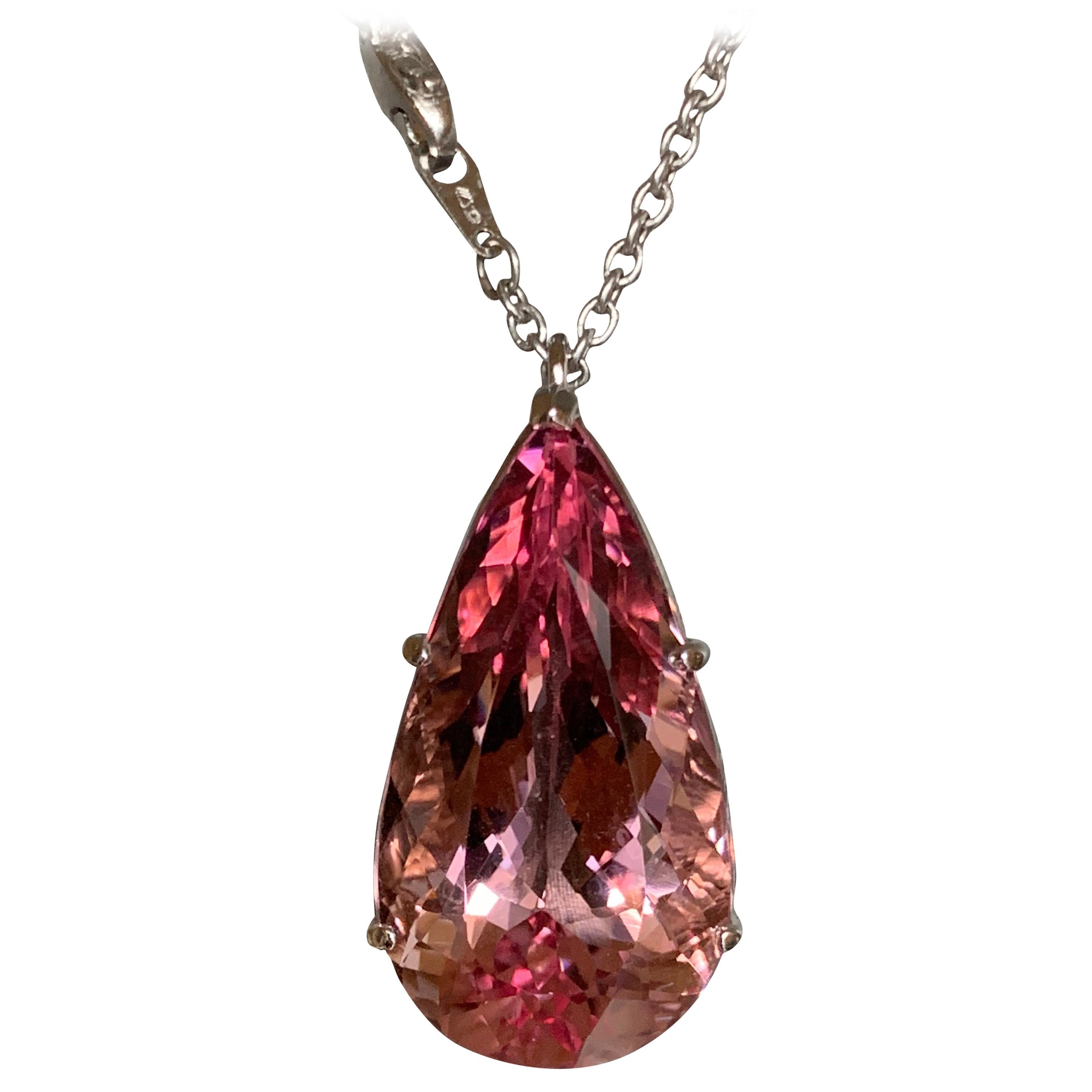 32.47 Carat Pink Morganite Pear Loose Gemstone For Sale