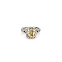3.24 Total Carat Fancy Yellow Diamond Ladies Engagement Ring GIA