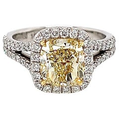 3.24Carat Fancy Yellow Diamond Ladies Engagement Ring GIA
