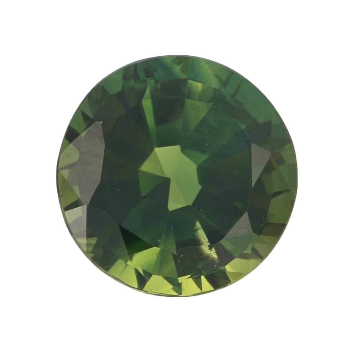 3.24 Carat Loose Green Sapphire, Round Cut Solitaire In Excellent Condition For Sale In Greensboro, NC