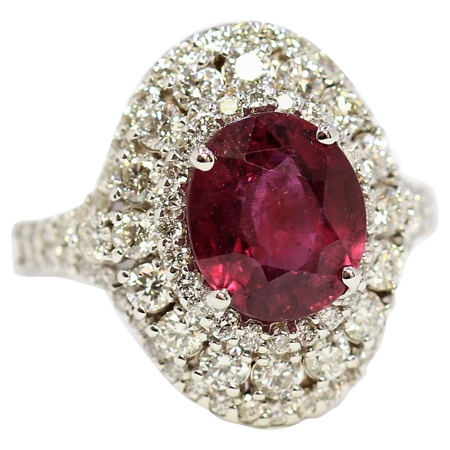 3.24ct Natural Ruby 14K White Gold Ring