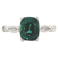 Platinum 3.24ct Green Tourmaline Ring