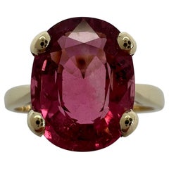 3.24ct Vivid Pink Rubellite Tourmaline Oval Cut Yellow Gold Solitaire Ring