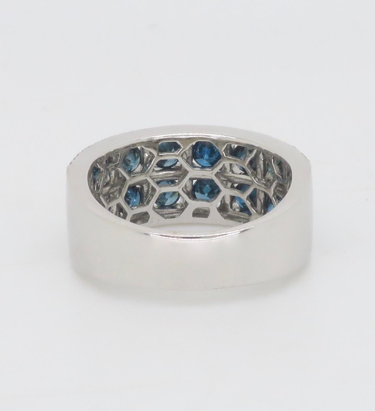 3.24CTW Blue & White Diamond Checkerboard Ring  For Sale 4
