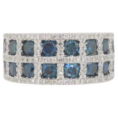 3,24 Karat Blauer & Weißer Diamant Checkerboard-Ring 