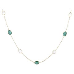 3.24tcw Emerald & Diamond by the Yard Necklace  18K Gold Layering Chain