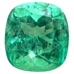 Esmeralda colombiana verde amarillenta de 3,25 quilates 9x8 - Gemas de mayo talla cojín brillante