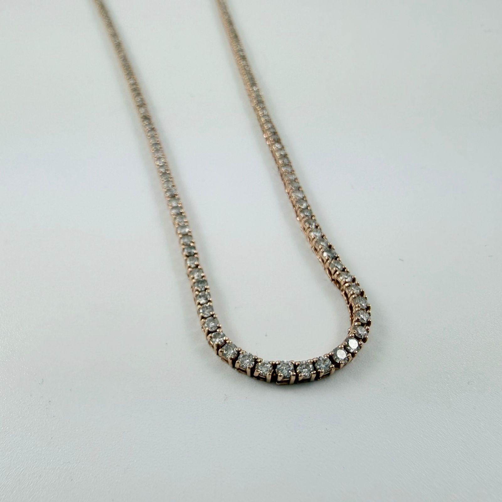Collana di diamanti regolabile da 3,25 carati in oro rosa 14K in vendita 8