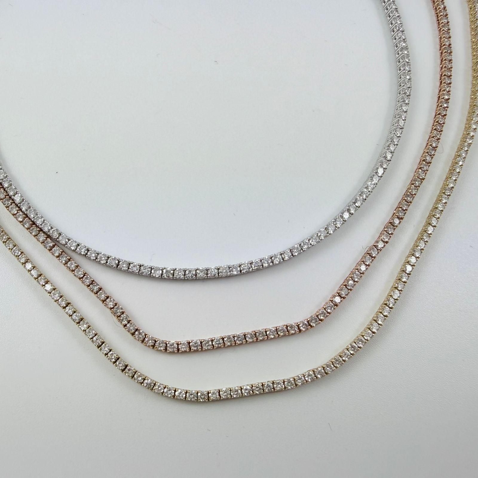 Collana di diamanti regolabile da 3,25 carati in oro rosa 14K in vendita 3