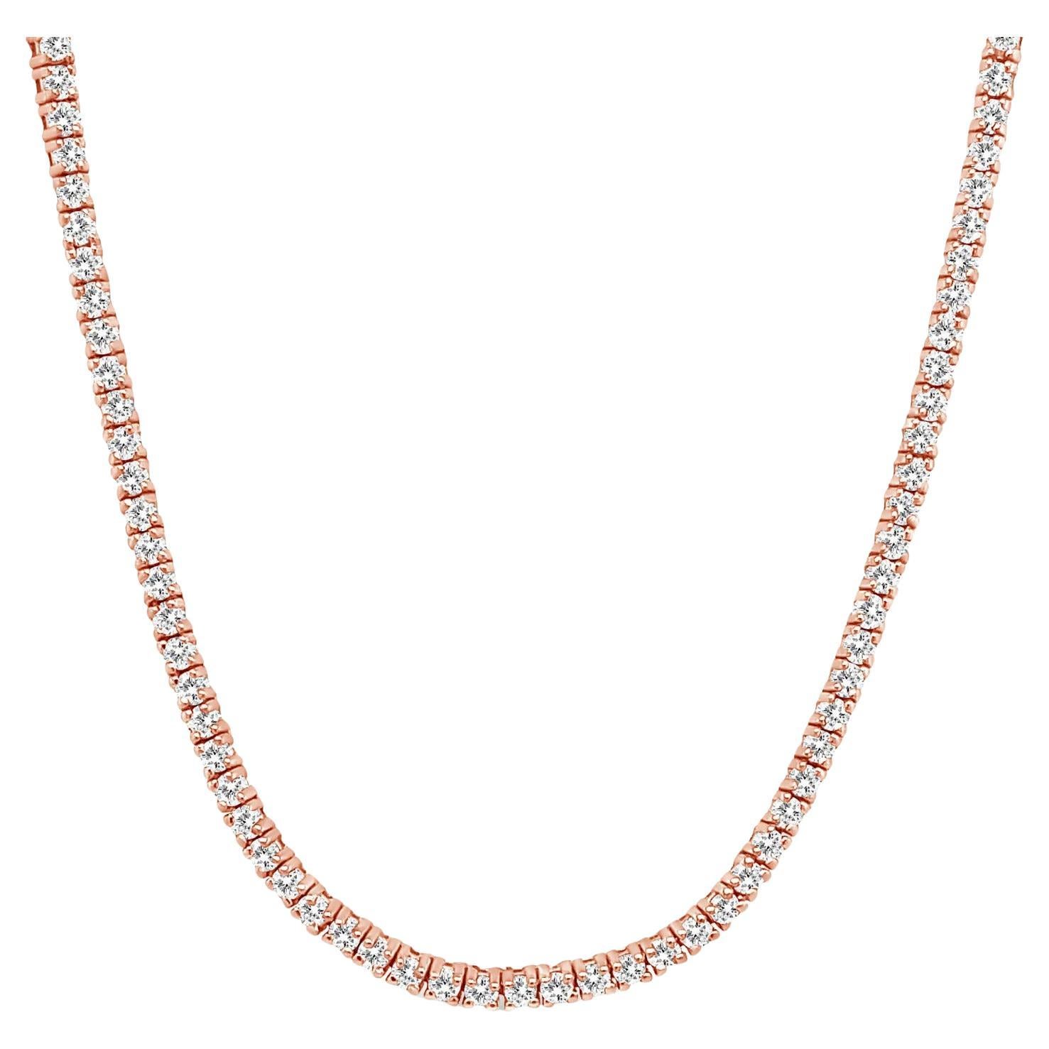 Collana di diamanti regolabile da 3,25 carati in oro rosa 14K in vendita