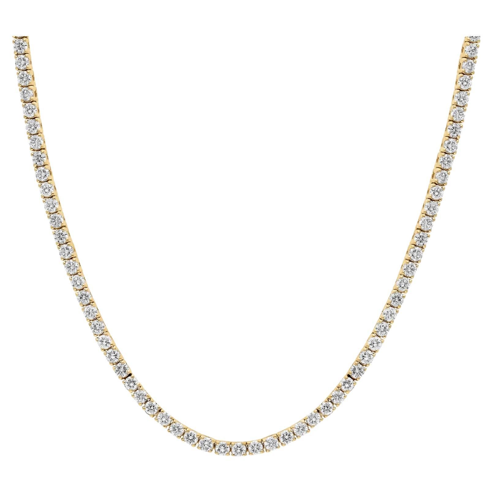 Collier ajustable en or jaune 14K avec diamants de 3,25 carats