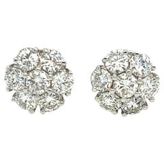 3.25 carat Diamond Cluster Stud Earring in 14K.