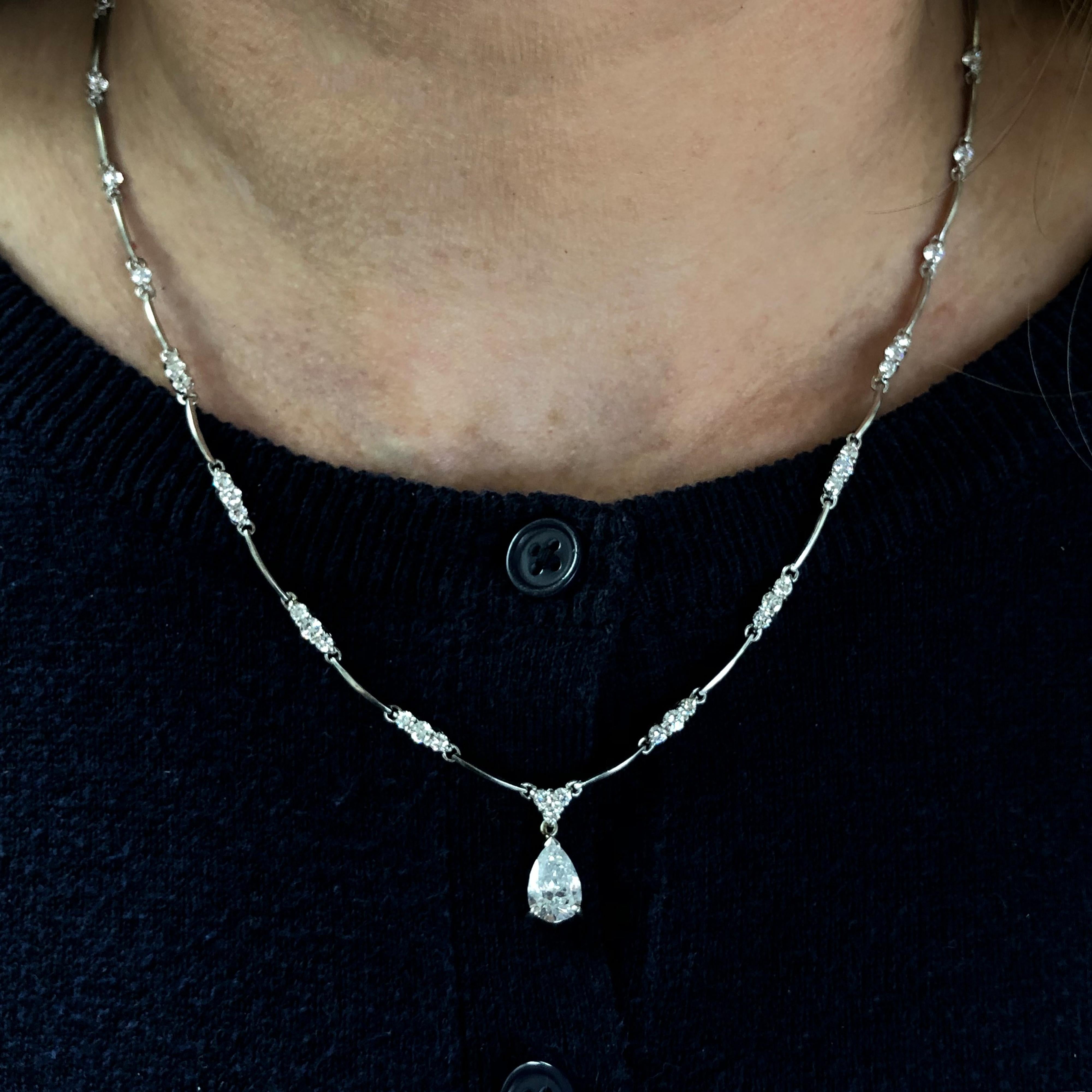Modern 3.25 Carat Diamond Necklace
