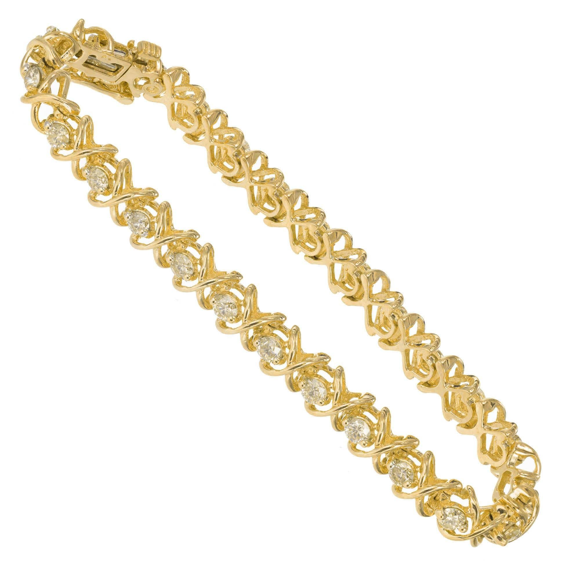 Bracelet tennis en or jaune avec diamants de 3,25 carats Pour femmes en vente