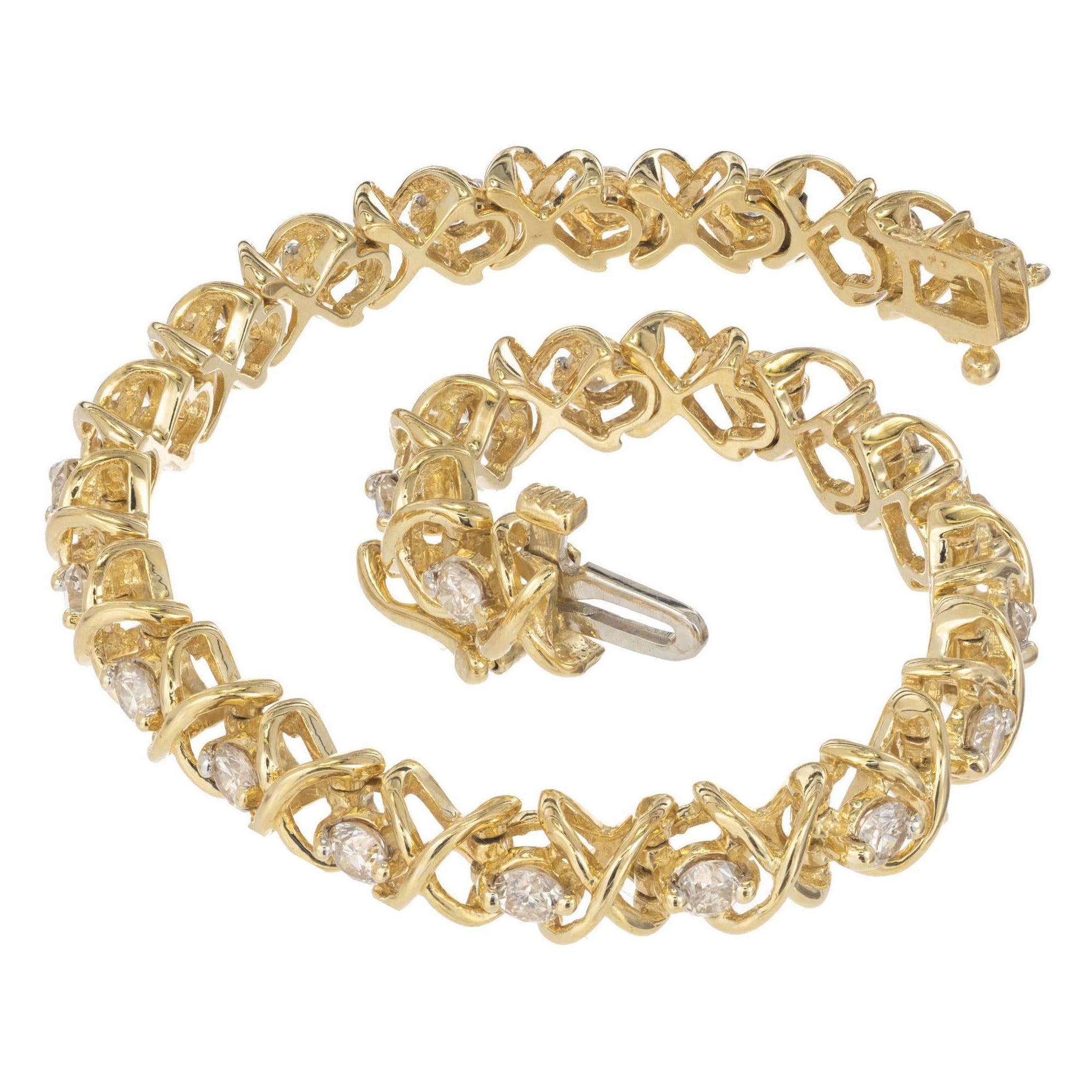 Bracelet tennis en or jaune avec diamants de 3,25 carats