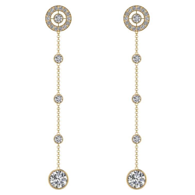 3.25 Carat Diamonds Dangling Earrings in 18k Gold For Sale