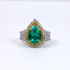 3.25 Carat Emerald and Diamond Engagement Ring