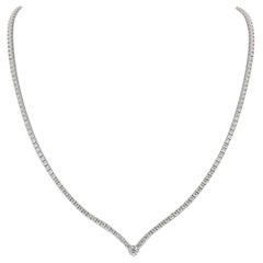 3.25 Carat GVS Round Diamonds Drop Necklace 18 Karat White Gold Riviera Necklace