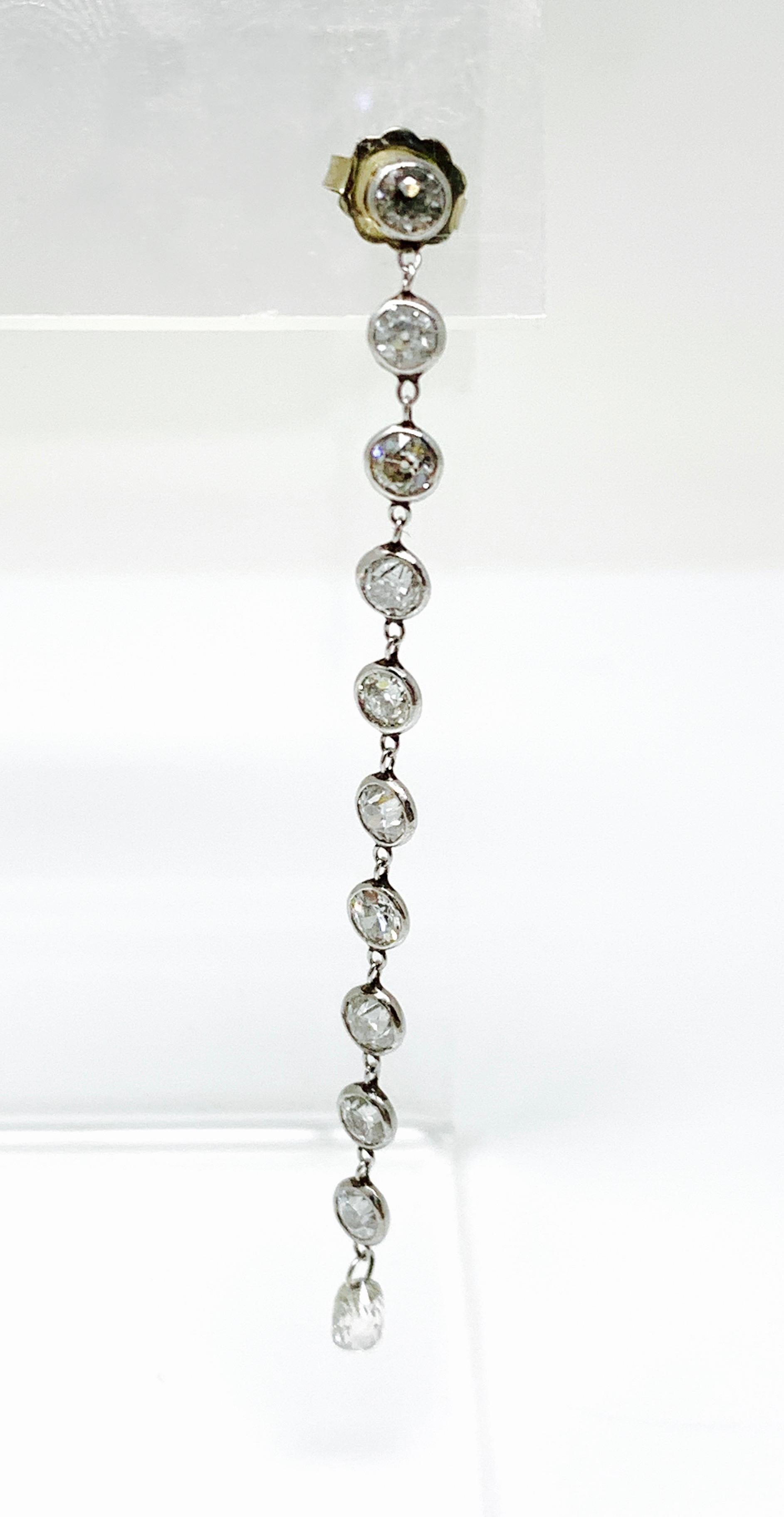 3.25 Carat Long Diamond Earrings in Platinum For Sale 2