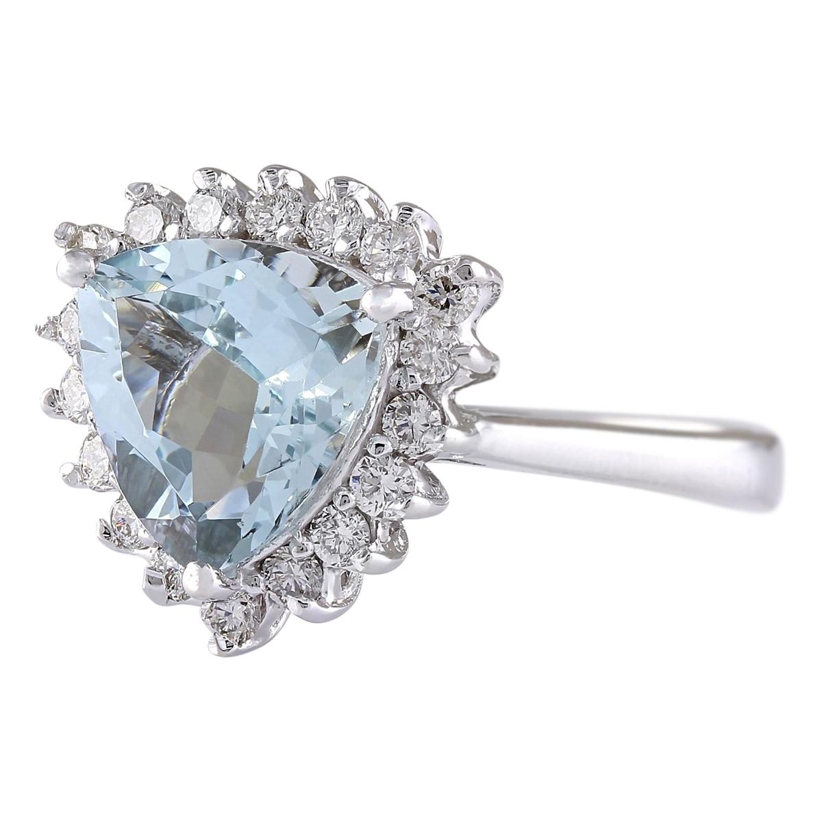 Stamped: 14K White Gold
Total Ring Weight: 5.3 Grams
Total Natural Aquamarine Weight is 2.75 Carat (Measures: 10.00x10.00 mm)
Total Natural Diamond Weight is 0.50 Carat
Color: F-G, Clarity: VS2-SI1
Face Measures: 14.60x14.80 mm
Sku: [703748W]