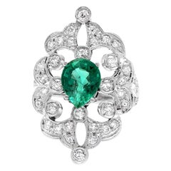 3.25 Carat Natural Emerald and Diamond 14 Karat Solid White Gold Ring