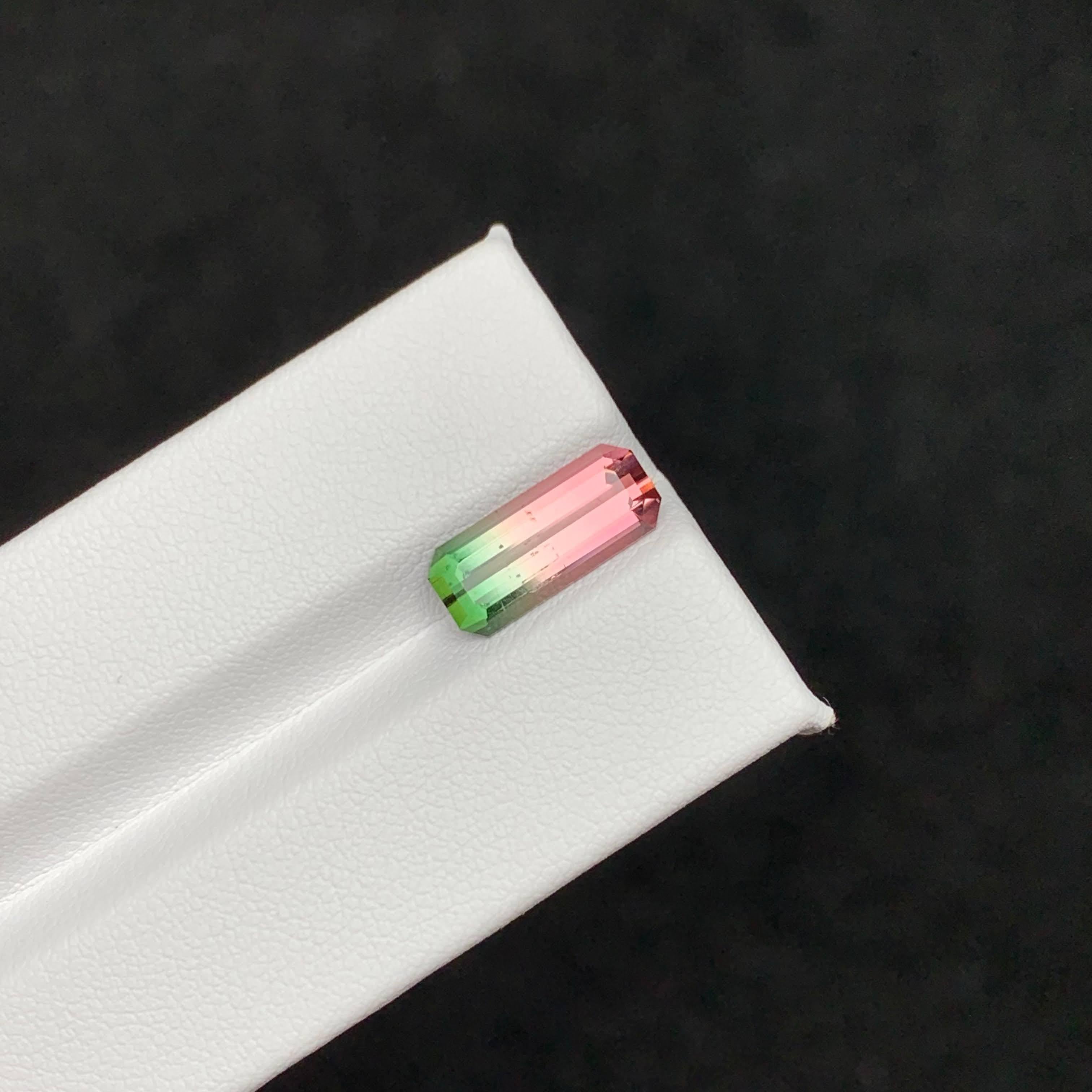 3.25 Carat Natural Loose Bicolor Watermelon Tourmaline Emerald Cut Afghan Gem Neuf - En vente à Bangkok, TH