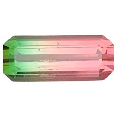 3.25 Carat Natural Loose Bicolor Watermelon Tourmaline Emerald Cut Afghan Gem