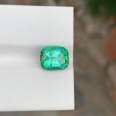 3.25 Carat Natural Loose Green Lagoon Tourmaline Cushion Shape Gemstone