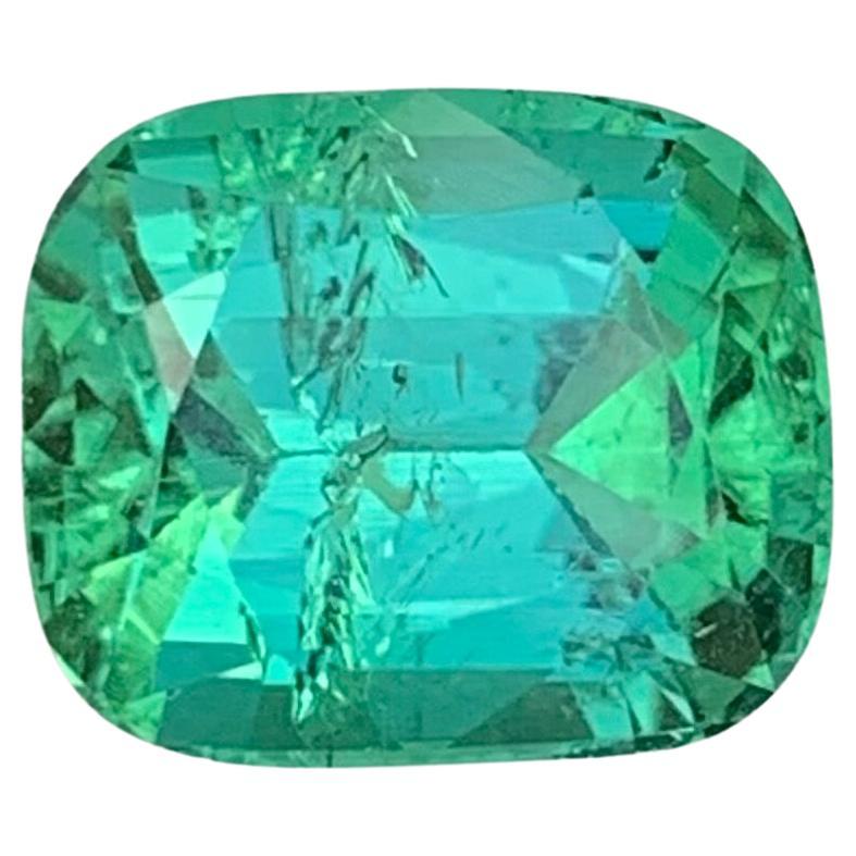 3.25 Carat Natural Loose Green Lagoon Tourmaline Cushion Shape Gemstone