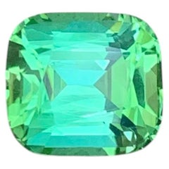 3.25 Carat Natural Loose Mint Green Tourmaline Cushion Cut Afghan Gemstone (pierre précieuse afghane)