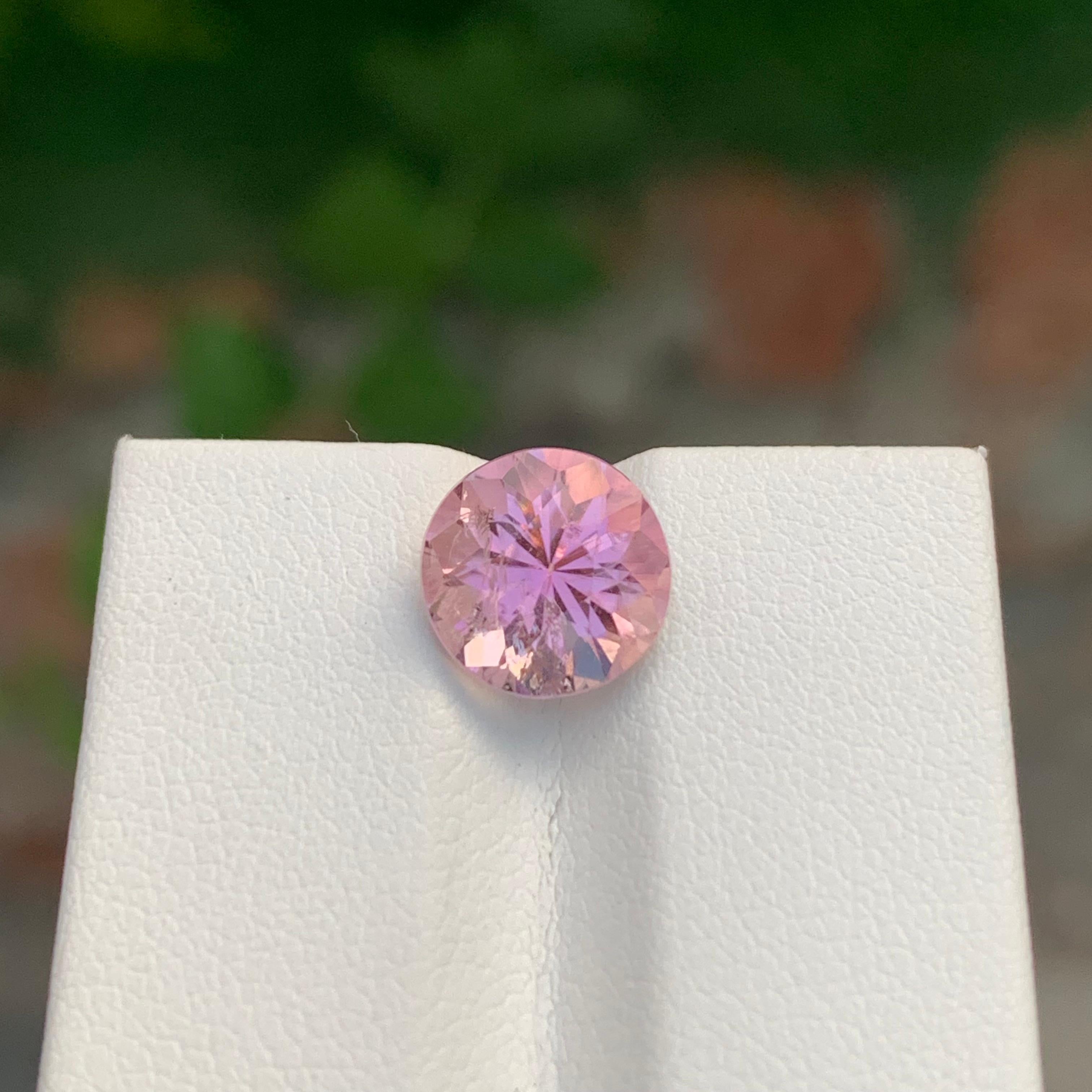 3,25 Karat natürlicher loser rosa Turmalin in runder Form für Schmuck im Angebot 2