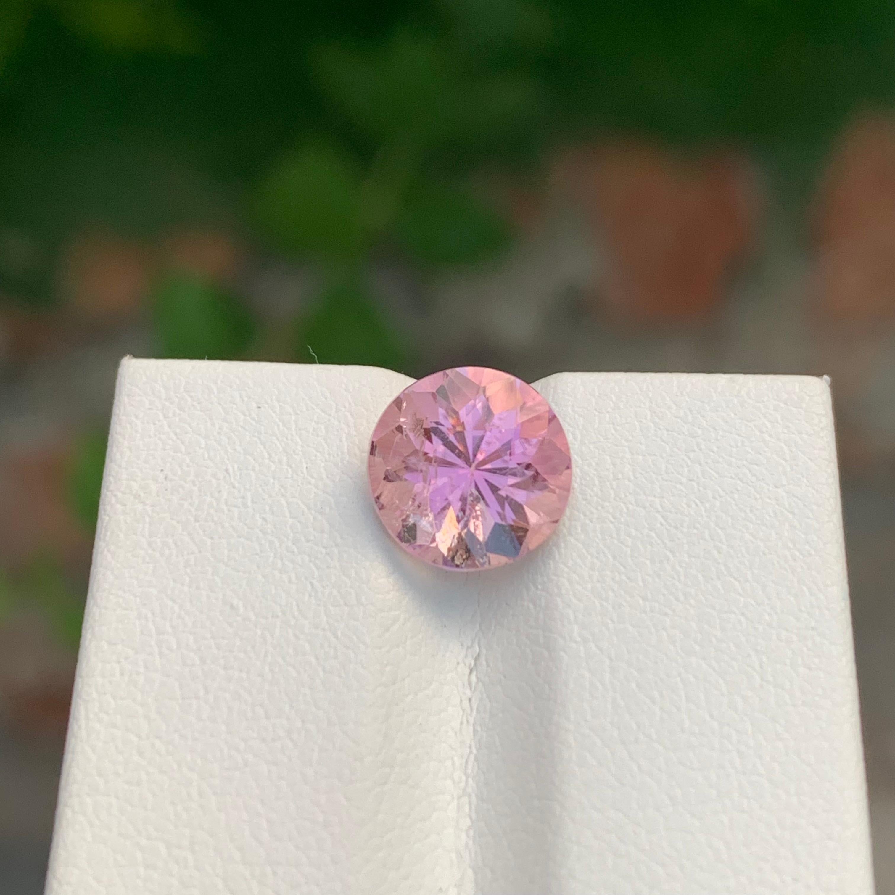 3,25 Karat natürlicher loser rosa Turmalin in runder Form für Schmuck im Angebot 3