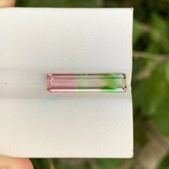 3.25 Carat Natural Loose Tri Color Tourmaline Stone Emerald Cut Afghan Gemstone