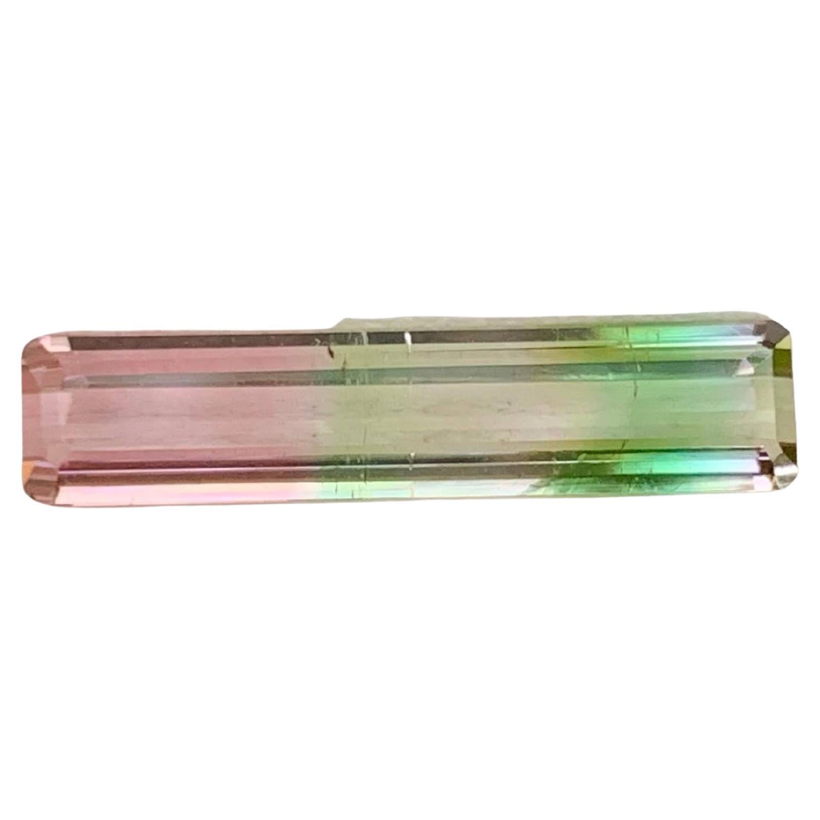 3.25 Carat Natural Loose Tri Color Tourmaline Stone Emerald Cut Afghan Gemstone For Sale