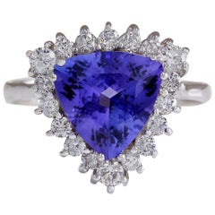 Natural Tanzanite 14 Karat White Gold Diamond Ring