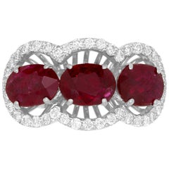 3.25 Carat Oval Ruby and Diamond Ring