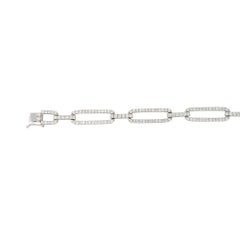 3.25 Carat Pave Diamond Elongated Link Bracelet 18 Karat In Stock