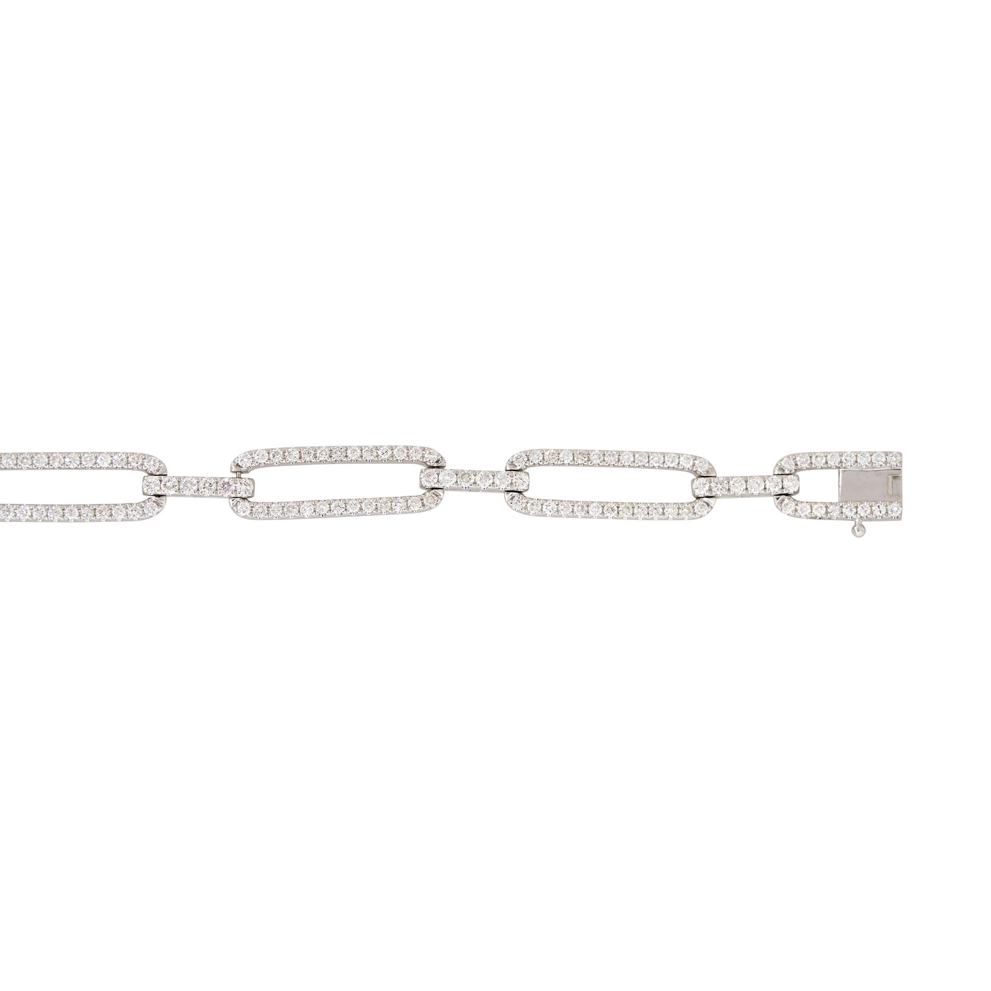 Moderno Bracciale A Link allungato con diamanti da 3,25 carati 18 carati In magazzino in vendita