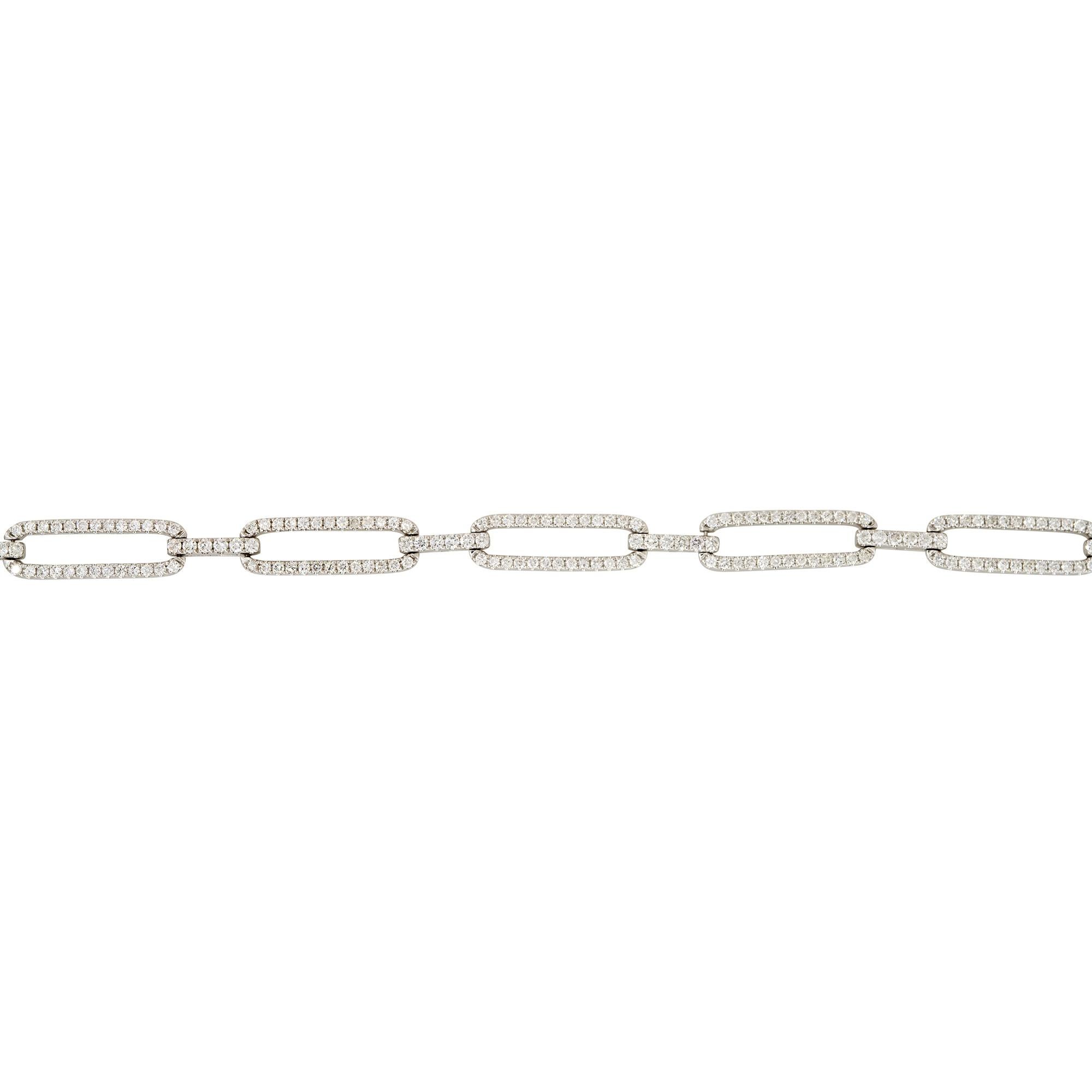 Taglio rotondo Bracciale A Link allungato con diamanti da 3,25 carati 18 carati In magazzino in vendita